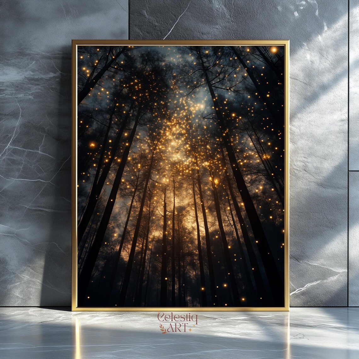 Enchanted Forest Firefly Botanical Wall Art Print