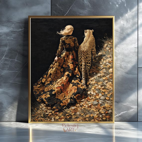 Leopard Woman Art Print Eclectic Feminist Fashion
