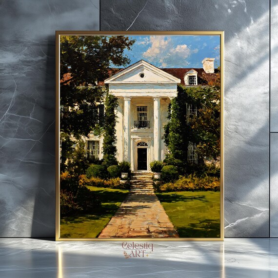 Grand Georgian Manor House Pride and Prejudice Style Oil Poster