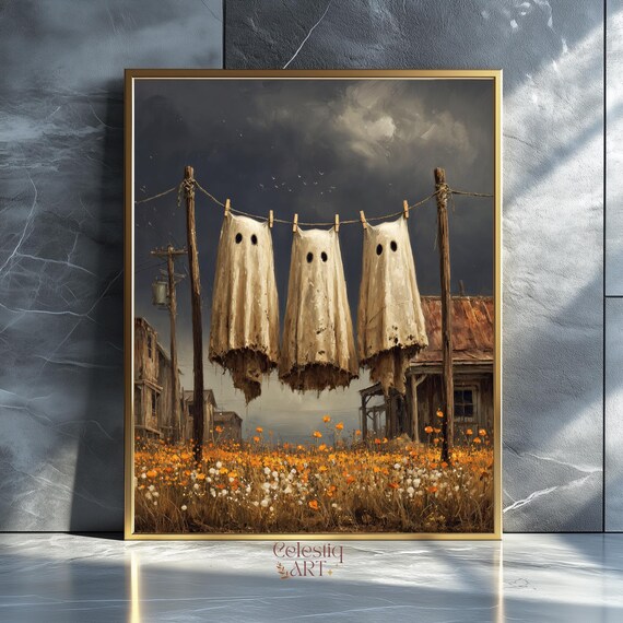 Laundry Halloween Art Print Vintage Farmhouse Style