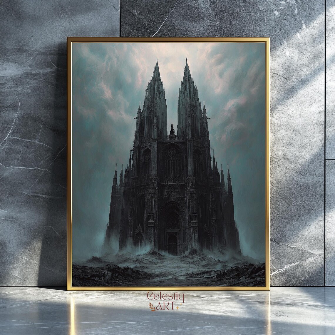 Haunted Gothic Cathedral Print Dark Academia Halloween Decor