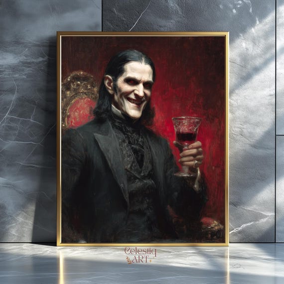 Eerie Vampire Portrait Dark Academia Gothic Home Decor