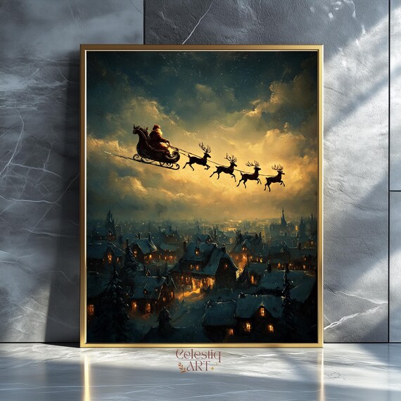 Santas Sleigh Home Decor Poster Print