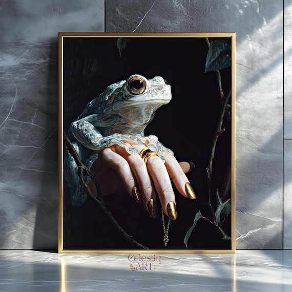 Dark Fantasy Frog Art Print, Surreal Gothic Decor