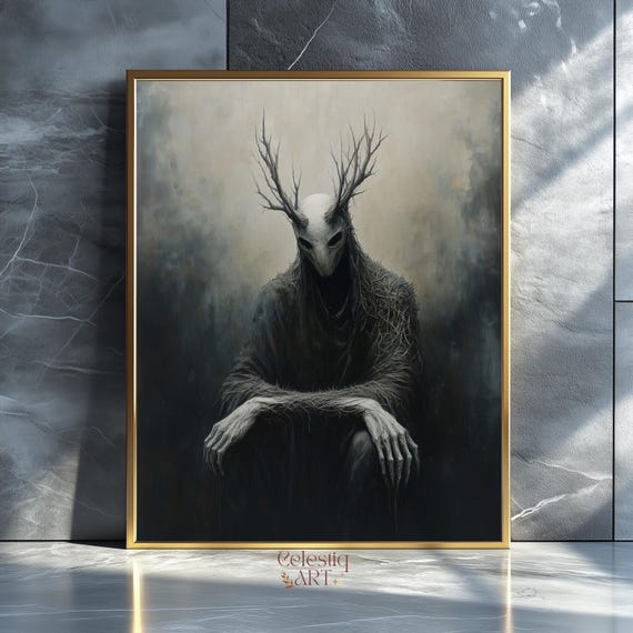 Dark Academia Forest God Art Print Gothic Pagan Decor