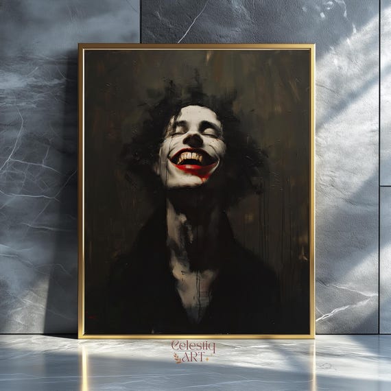 Gothic Smile Art Print Moody Portrait Dark Academia Wall Decor