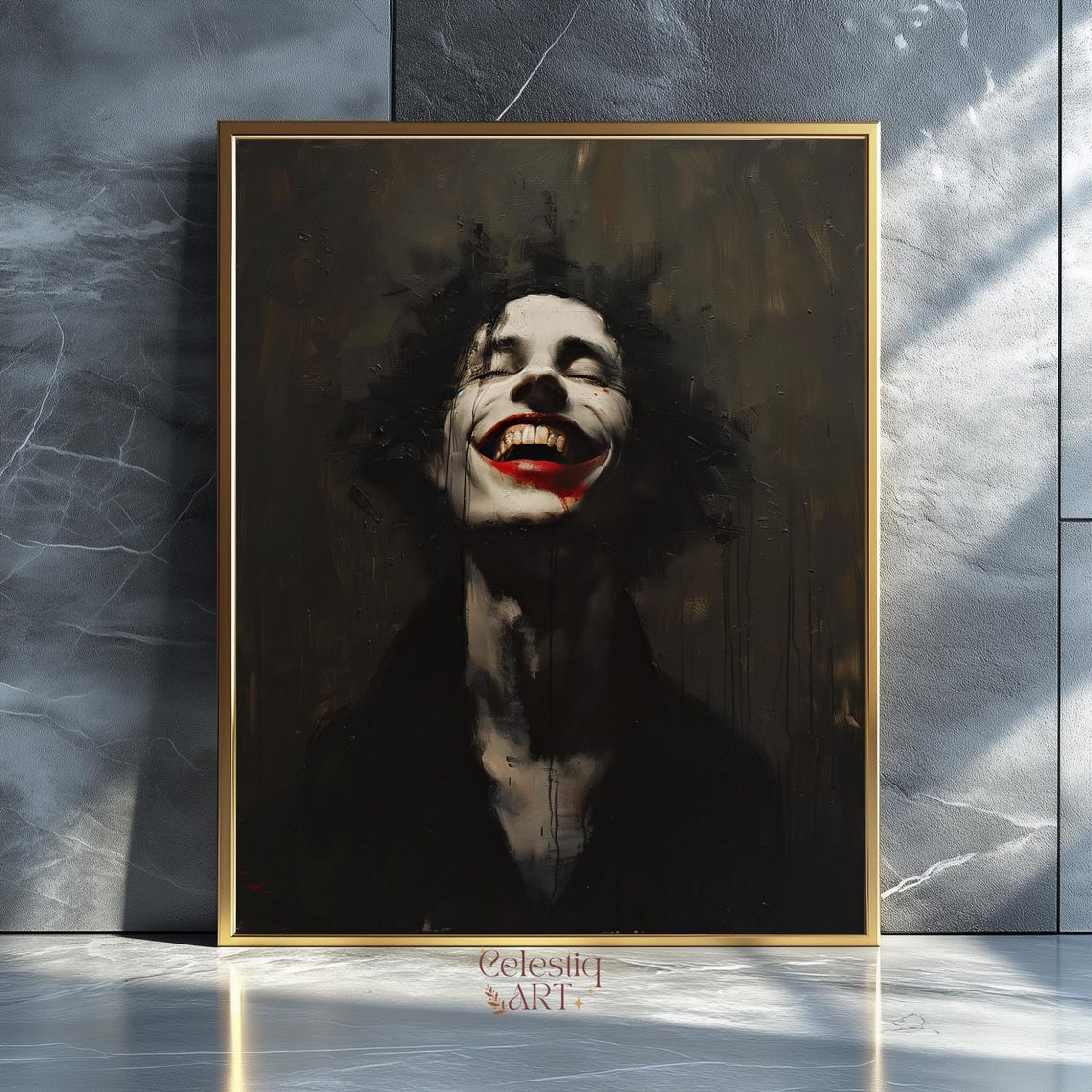 Gothic Smile Art Print Moody Portrait Dark Academia Wall Decor