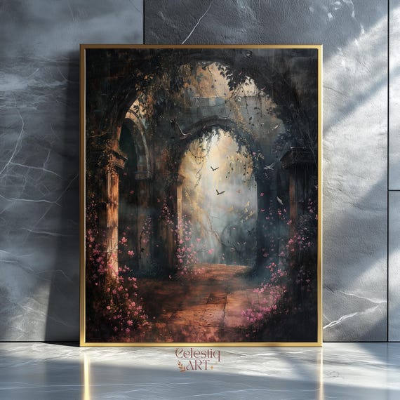 Gothic Rose Archway Print Mystical Garden Wall Art 300 Dpi Files