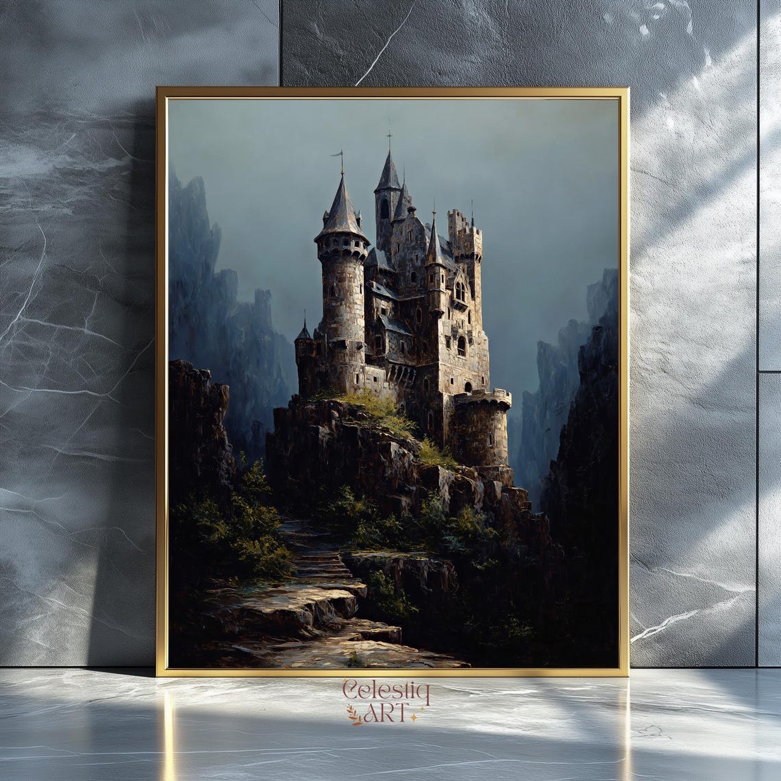 Vintage Renaissance Castle Wall Art Moody Gothic Medieval Print