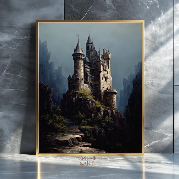Vintage Renaissance Castle Wall Art Moody Gothic Medieval Print