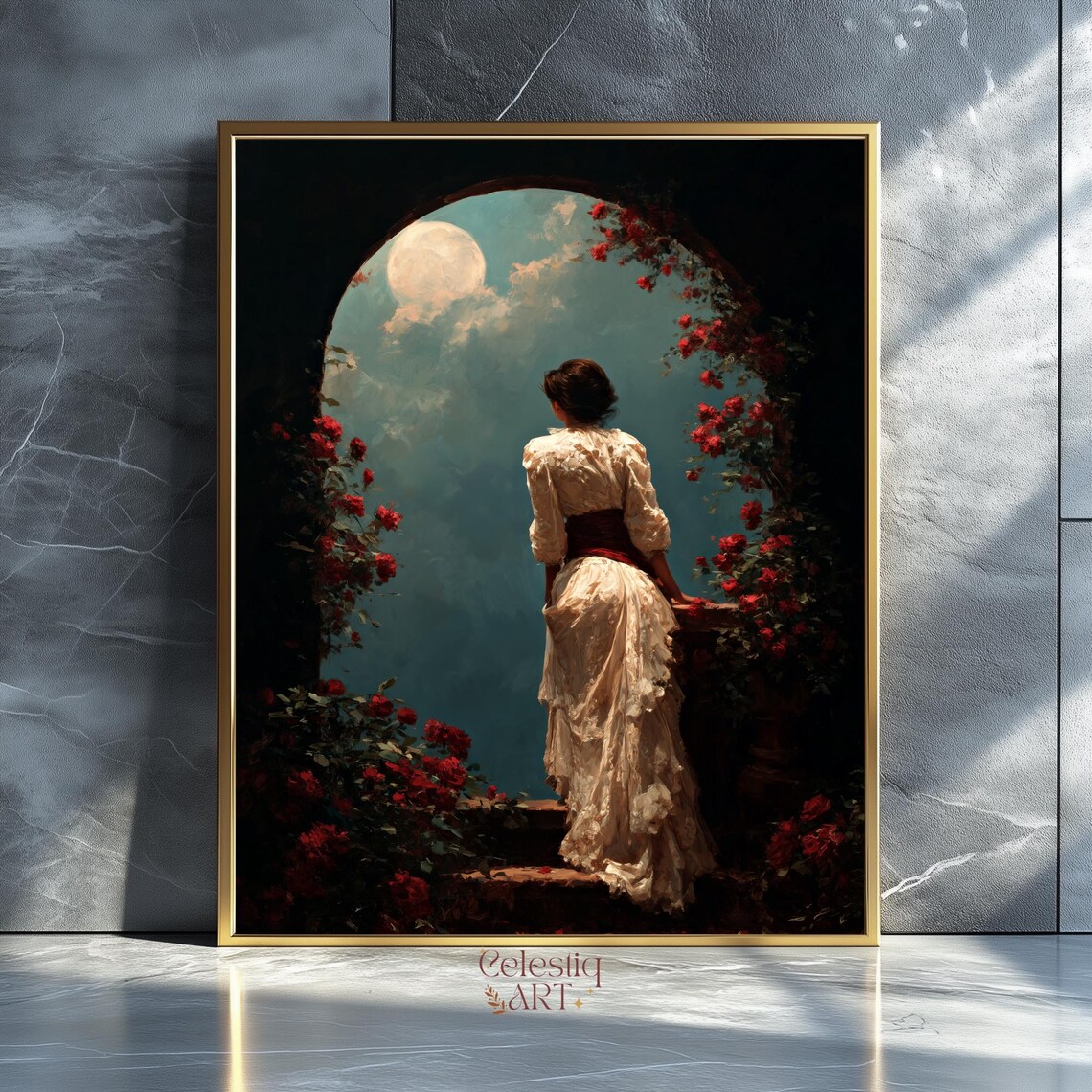 Juliet In The Garden Art Print, Victorian Roses
