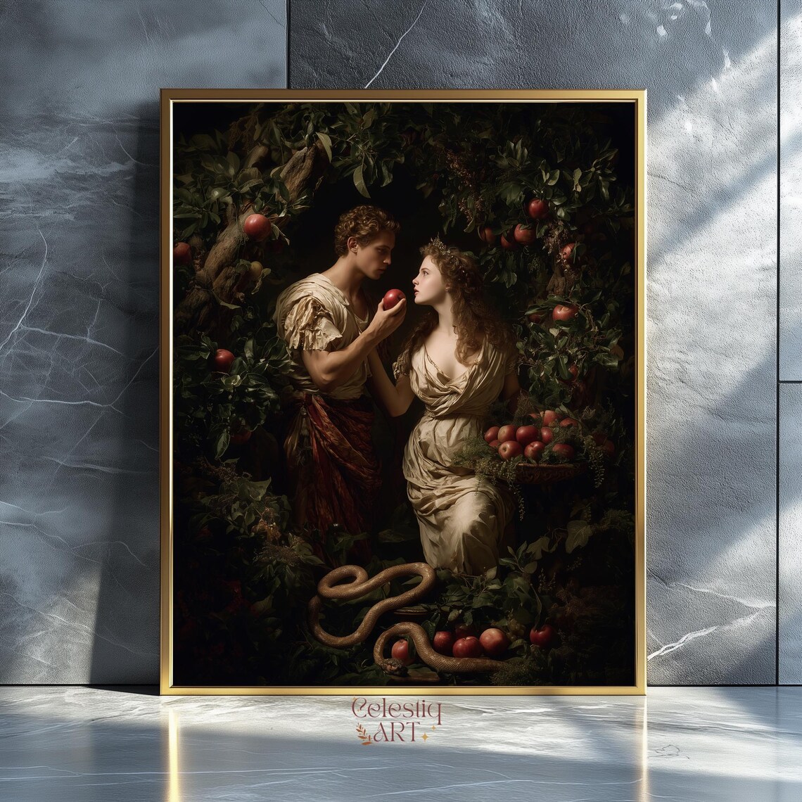 Adam and Eve Biblical Garden of Eden Art Print