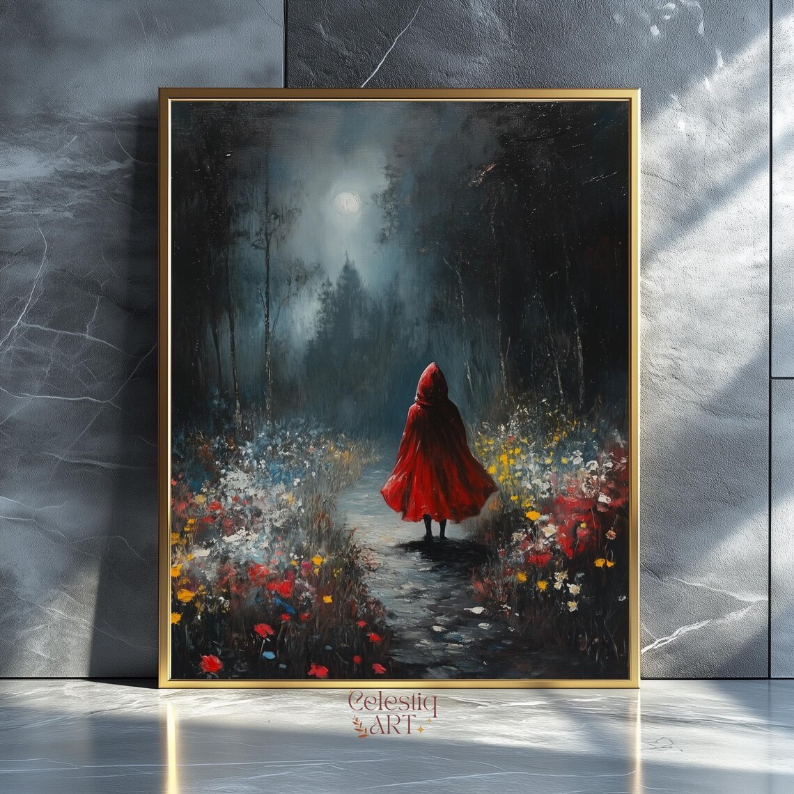 Little Red Riding Hood Dark Forest Gothic Art Print