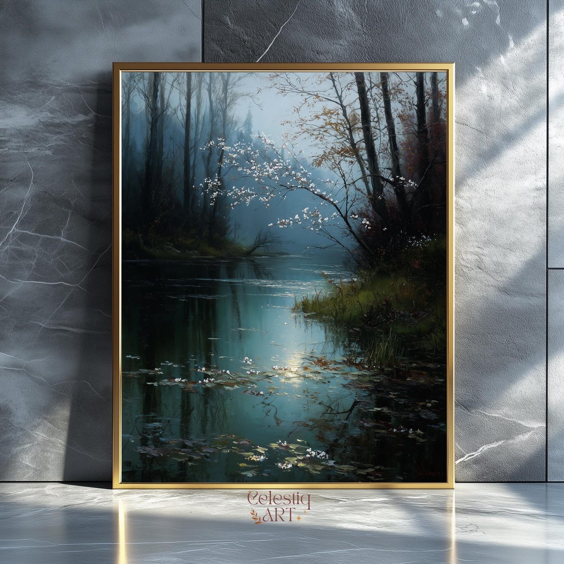 Dark Academia Autumn Forest Print Gothic Antique Landscape