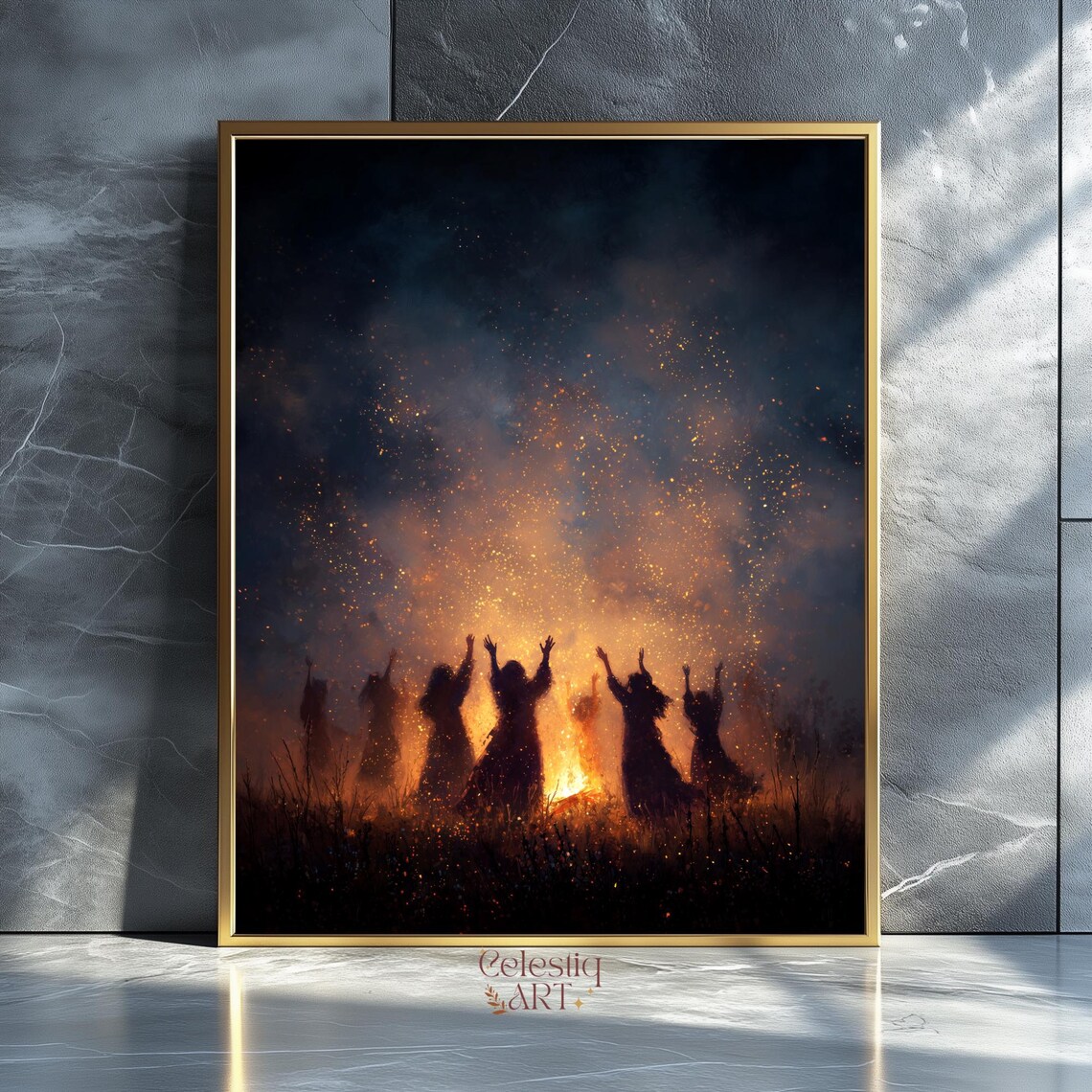 Fire Dance Nymphs Witches Gothic Art Print