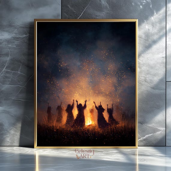 Fire Dance Nymphs Witches Gothic Art Print