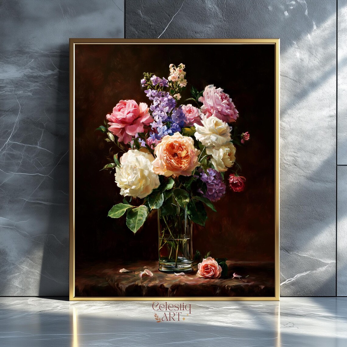 Moody Peonies Vintage Farmhouse Art Print