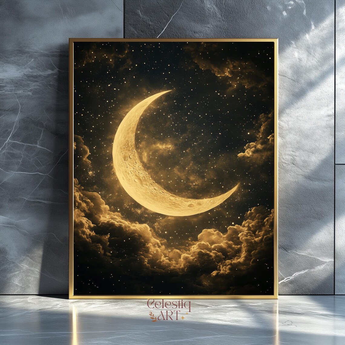 Vintage Celestial Moon Print, Mystic Stars Poster