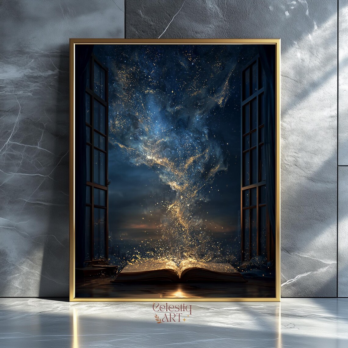 Magical Book Starlight Art Print, Dark Academia
