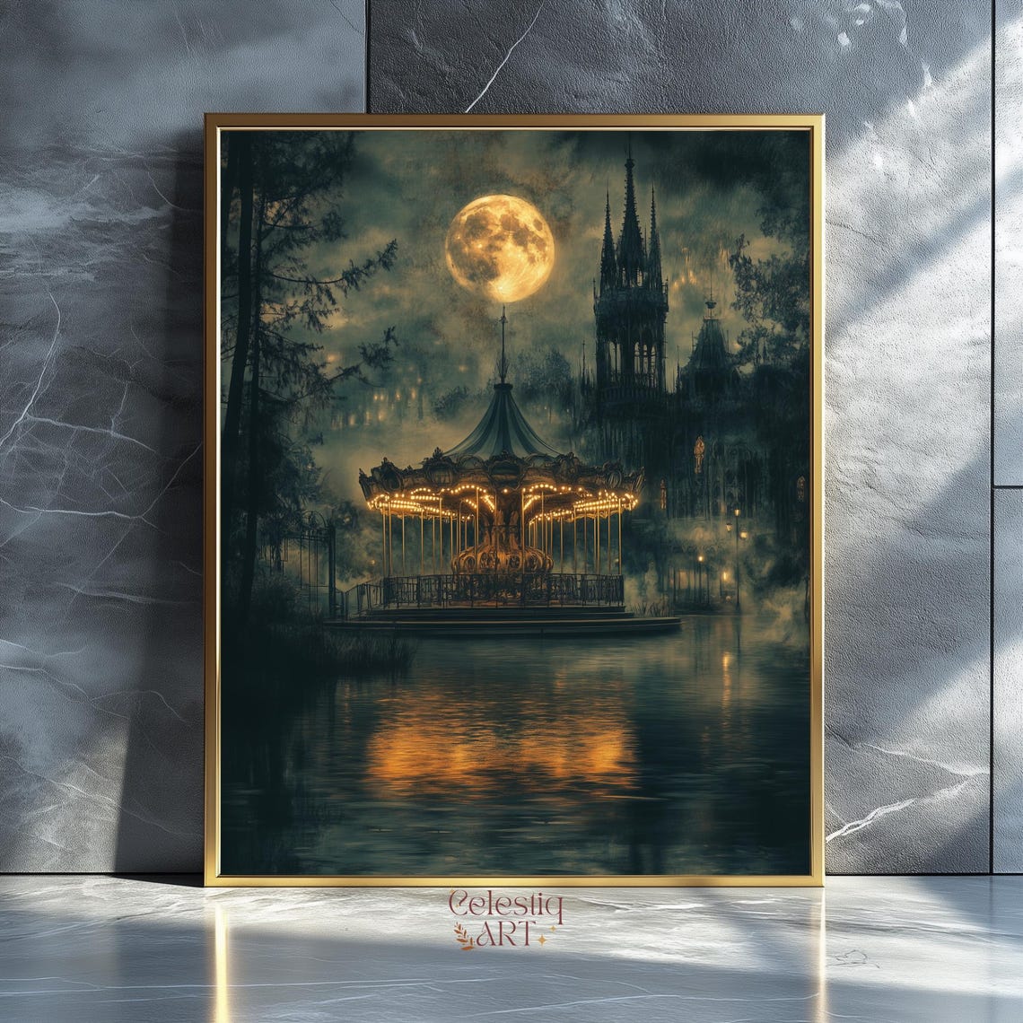 Dark Academia Carousel Print Gothic Whimsigoth Wall Art