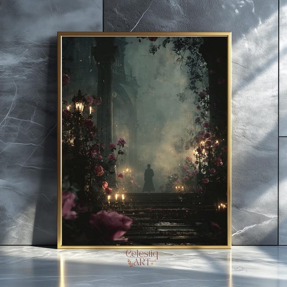 Victorian Gothic Garden Print Dark Academia Fantasy Artwork