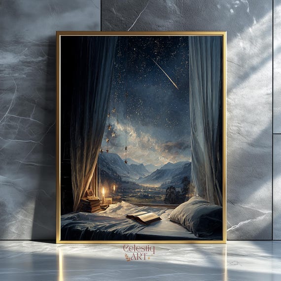 Star Gazing Night Landscape Art Print