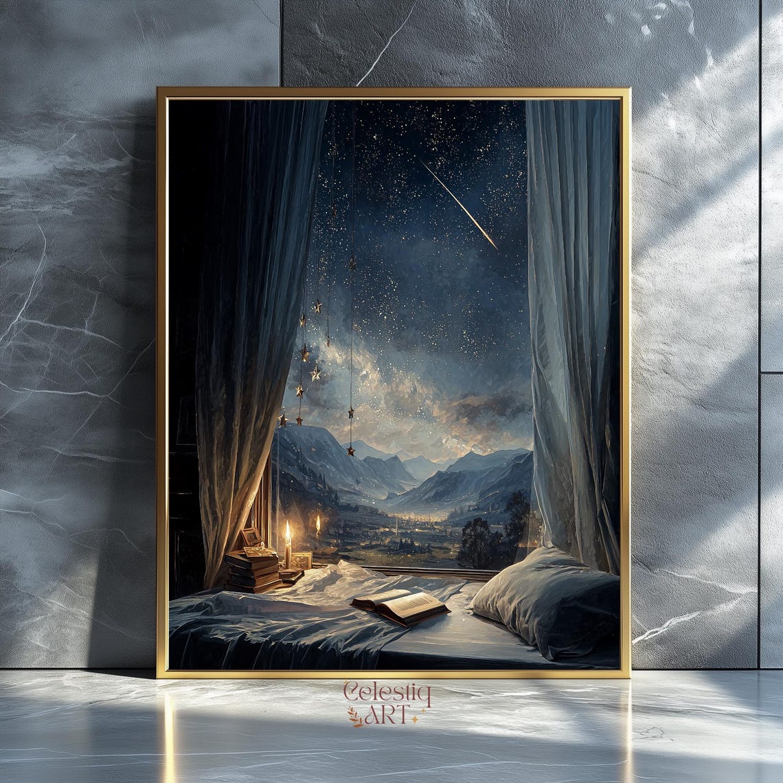 Star Gazing Night Landscape Art Print