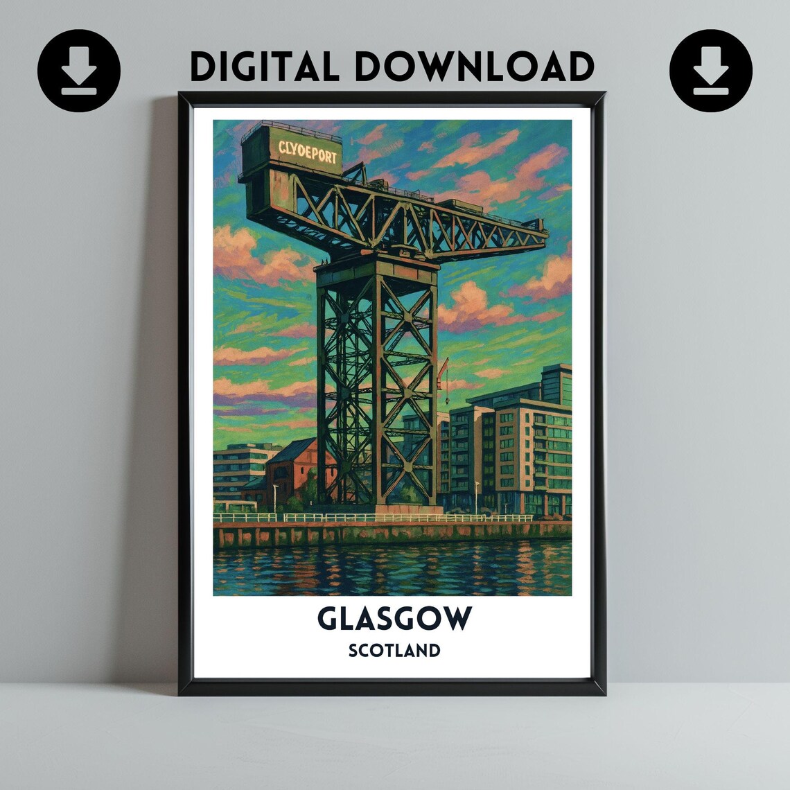 Finnieston Crane Glasgow Travel Poster Art Print