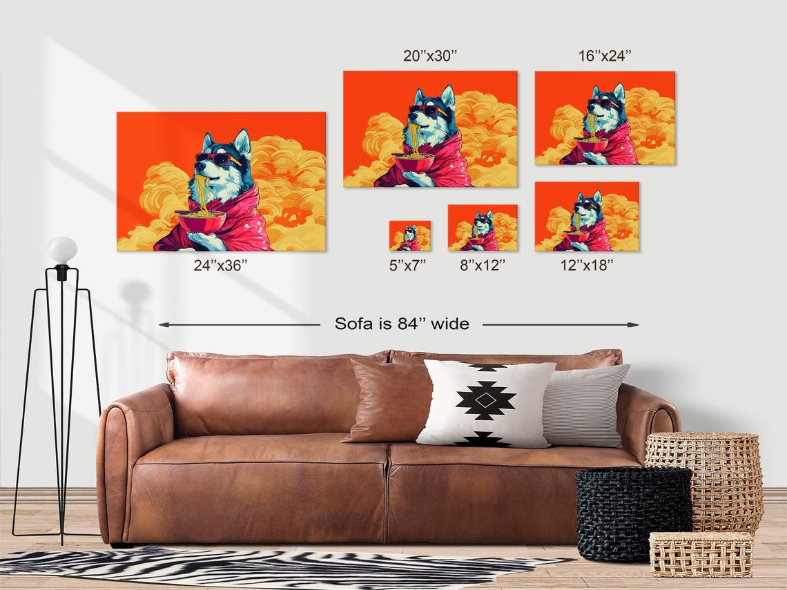Maximalist Eclectic Ramen Husky Print Bold Altered Animal Portrait Fantasy Fun Colorful Renaissance Rustic Art - Image 3