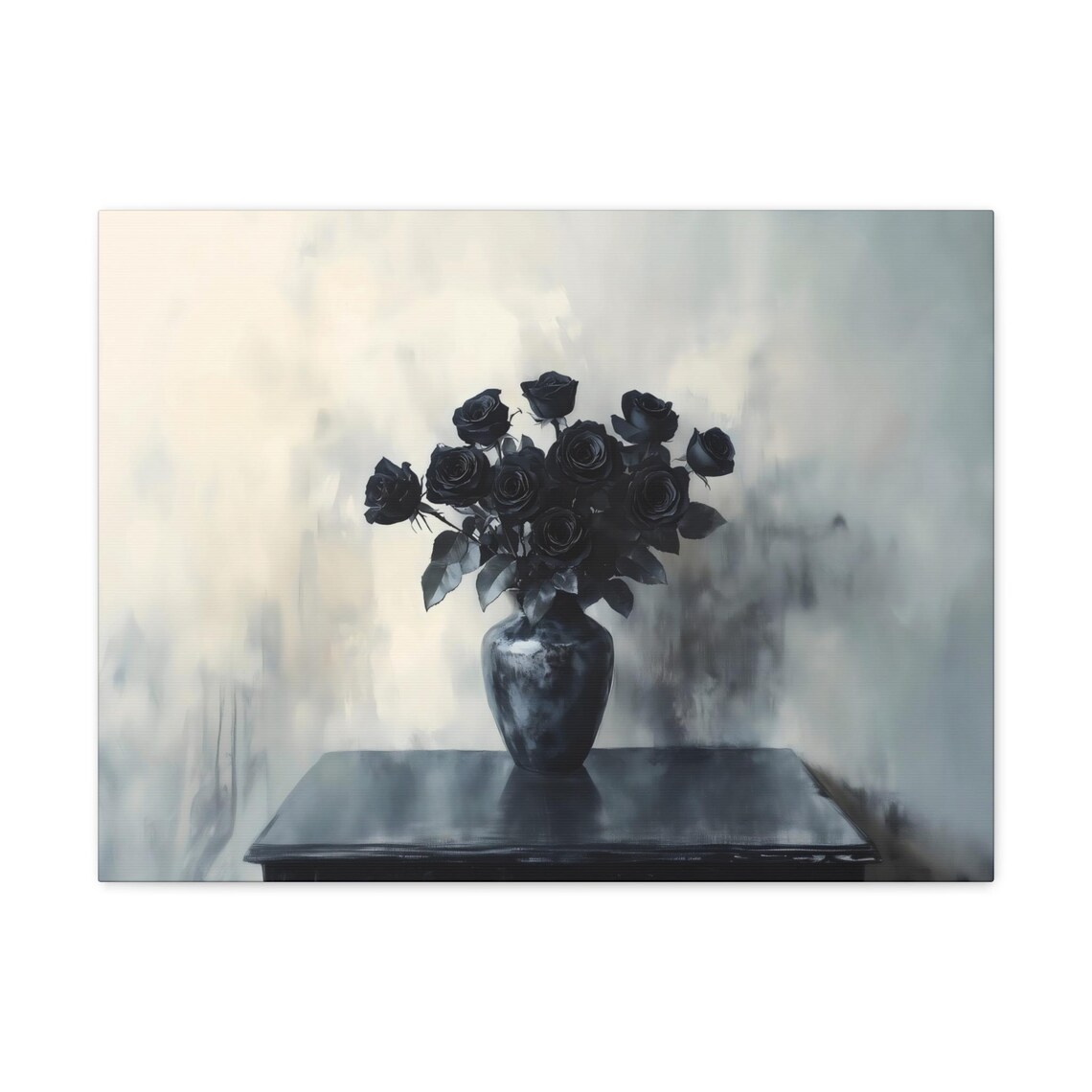 Black Roses Dark Vase Moody Gothic Elegant Floral Still Life Poster - Image 2