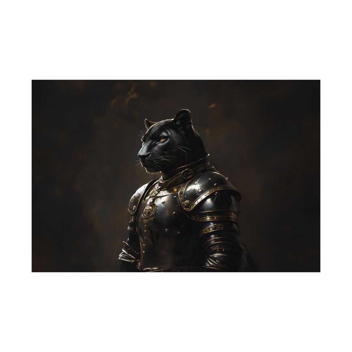 Black Panther Knight In Dark Steel Armor Medieval Portrait Poster - Image 2