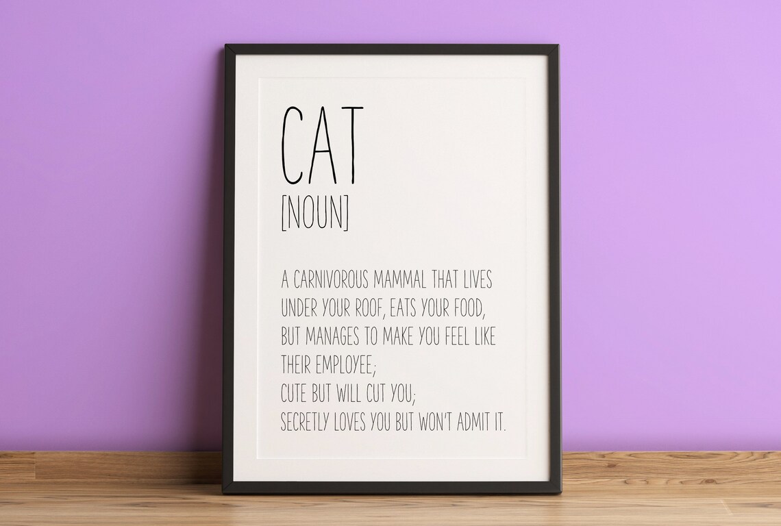 Cat Definition Funny Dictionary Quote Poster for Cat Lovers Gift