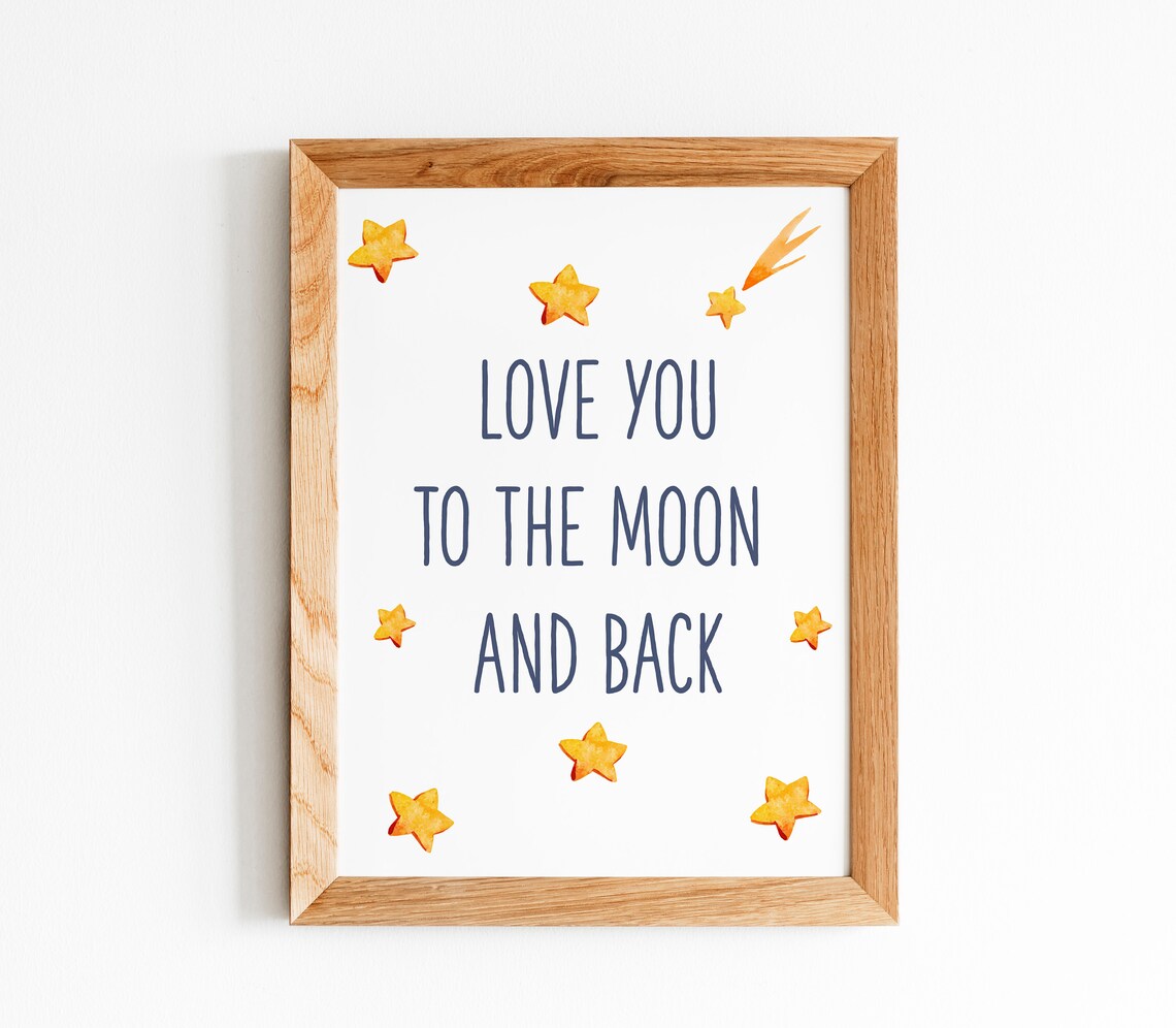 Love You to the Moon and Back Space Nursery Starry Quote Poster - Image 4