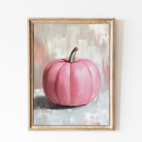 Cute Pink Pumpkin Print Girly Fall Wall Art Pumpkin Poster Pink Halloween Decor Girly Autumn Print Pastel Decor Preppy Pumpkin Print