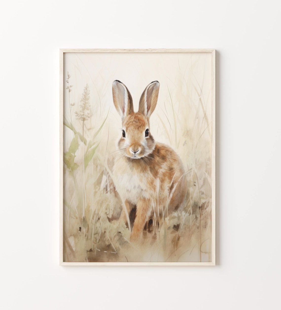 Brown Bunny In Tall Grass Soft Neutral Vintage Spring Poster - Image 6