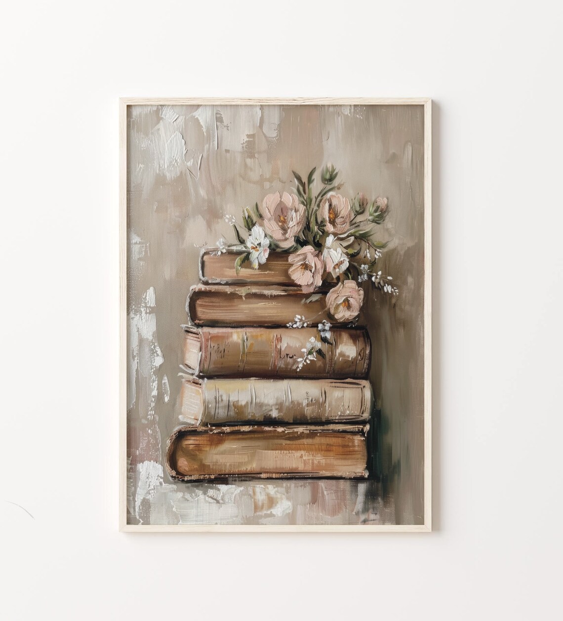 Rustic Spring Floral Book Stack Art Print - Image 4