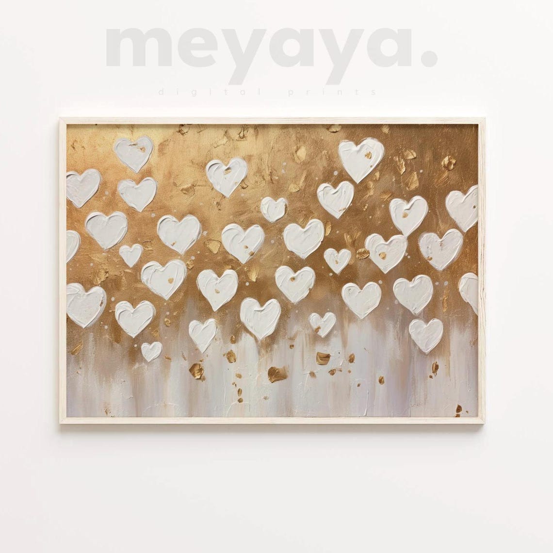 White Hearts Gold Bronze Background Elegant Valentine Art Poster - Image 3
