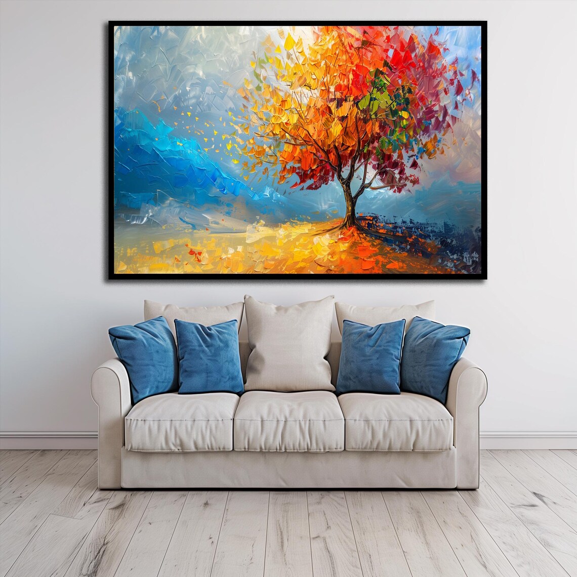 Colorful Autumn Tree Impasto Oil Painting Fall Landscape Poster - Image 2