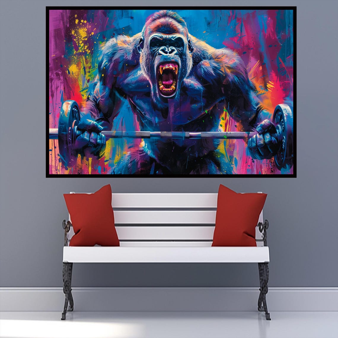 Angry Gorilla Art Gym Storage Decor Gym Wall Art Sports Prints Sports Posters Exercise Gifts Sports Gifts Gym Gifts Gym - Image 2