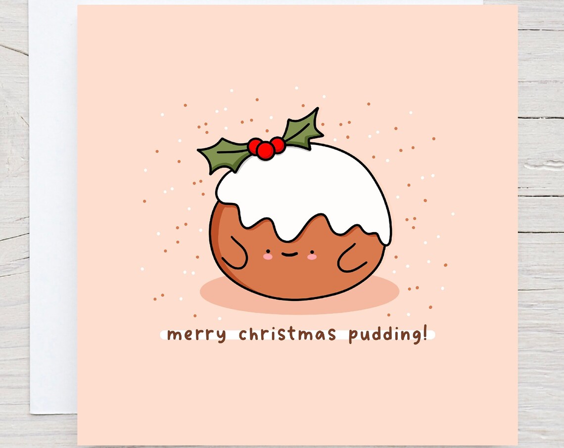 Merry Christmas Pudding Kawaii Holiday Pudding Dessert Poster
