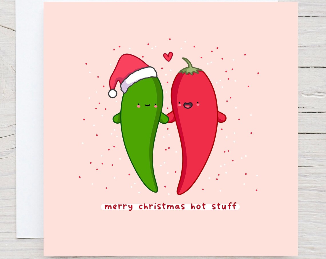Kawaii Christmas Card - Romantic Chilli Pun
