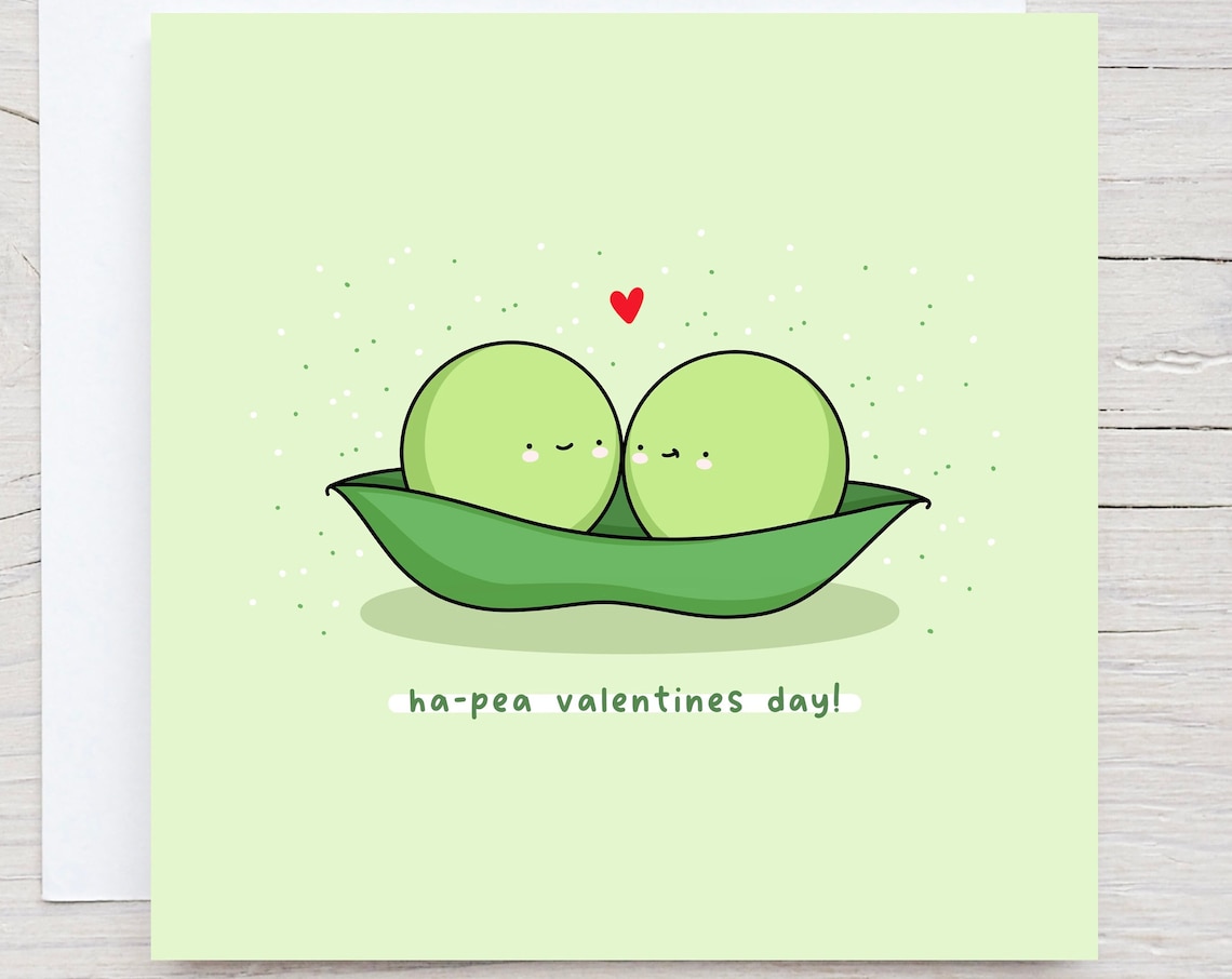 Ha-Pea Valentines Day Kawaii Two Peas In A Pod Love Card Poster