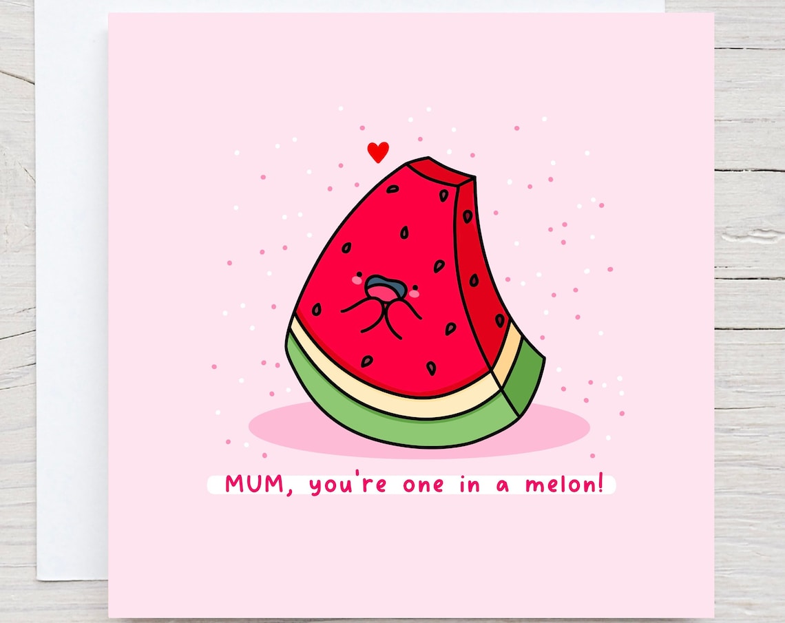 Watermelon Slice MUM Youre One In A Melon Mothers Day Wall Art