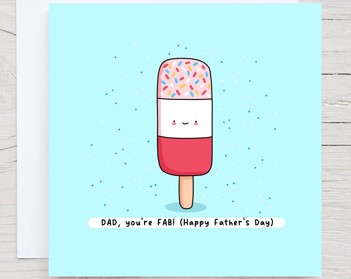 Kawaii Fab Ice Lolly Fathers Day Pun Poster with Dad Youre Fab