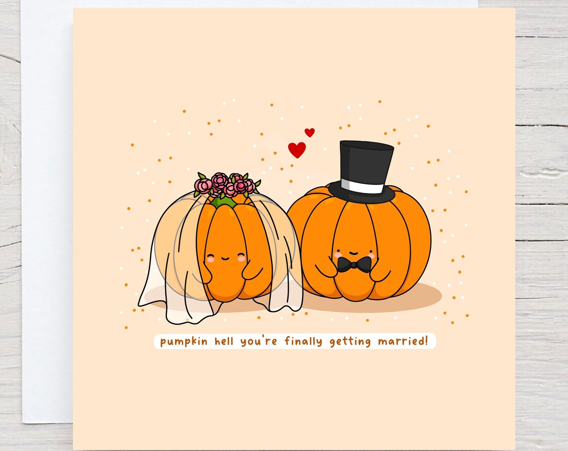 Pumpkin Bride And Groom Finally Getting Married Funny Pun Wall Art