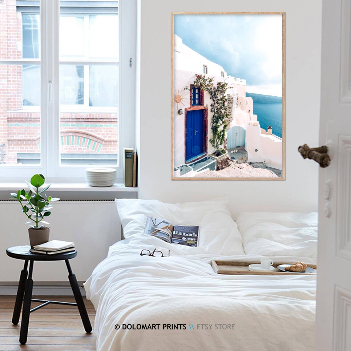 Retro Beach House Art Print, Greece Coastal Decor - Image 4