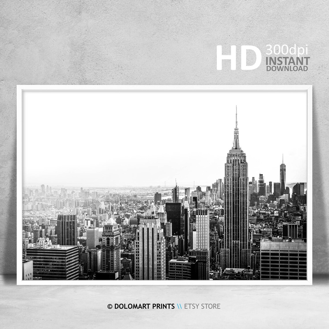 New York Black and White Skyline, Cityscape Print