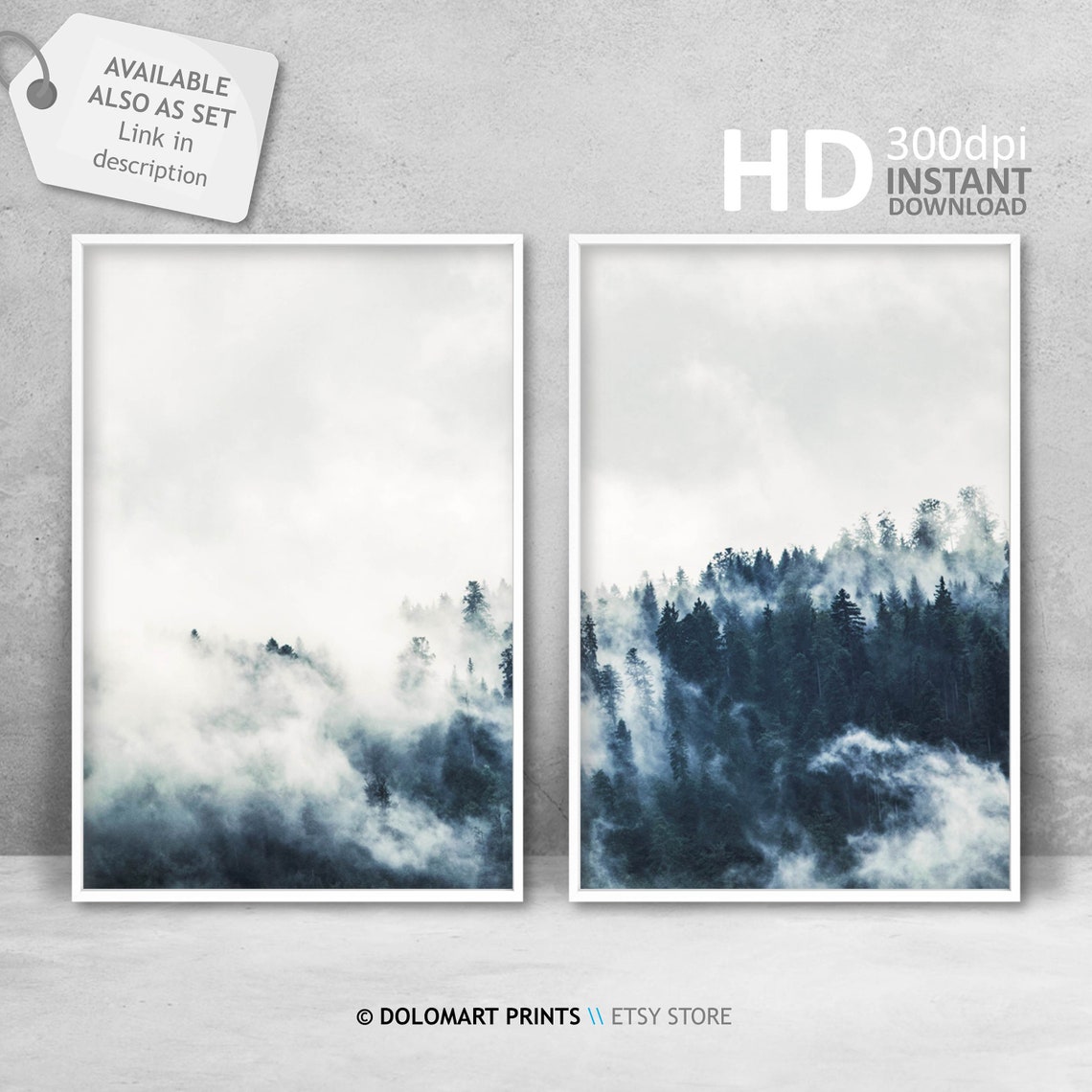Misty Pine Forest In Fog Moody Woodland Nature Landscape Poster - Image 3