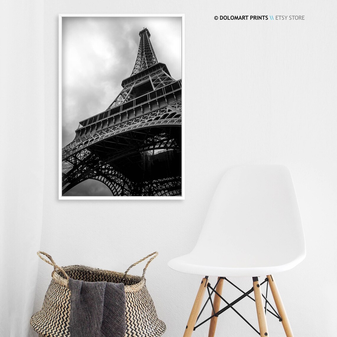 Eiffel Tower Black And White Paris Travel Poster - Image 3