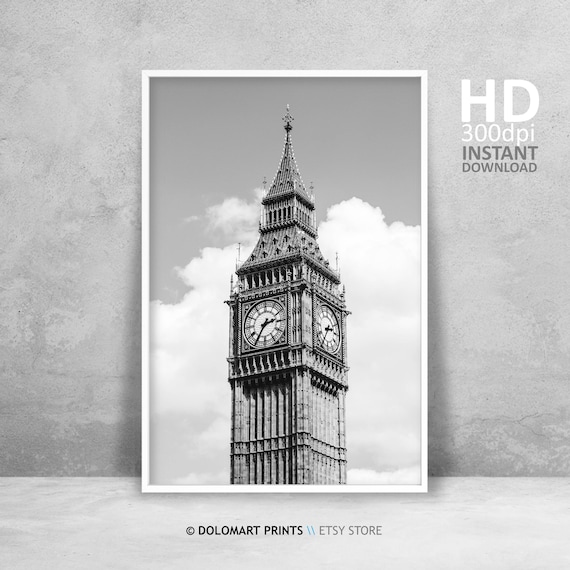 Big Ben Black And White Travel Poster, London